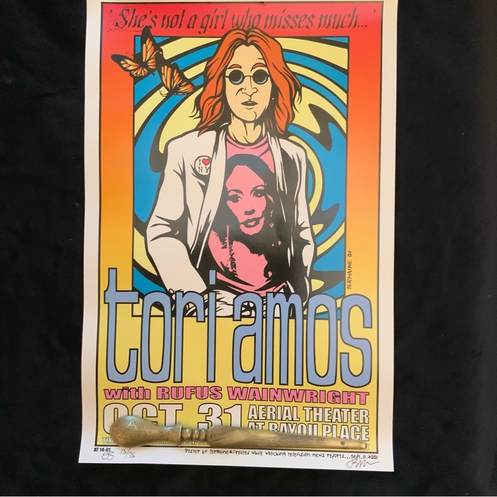2001 TORI AMOS Tour Poster JERMAINE ROGERS SIGNED/NUMBER  OFFSET COLLECTION RARE